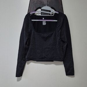 all in motion Black Sparkle Scoop Neck Crop Top